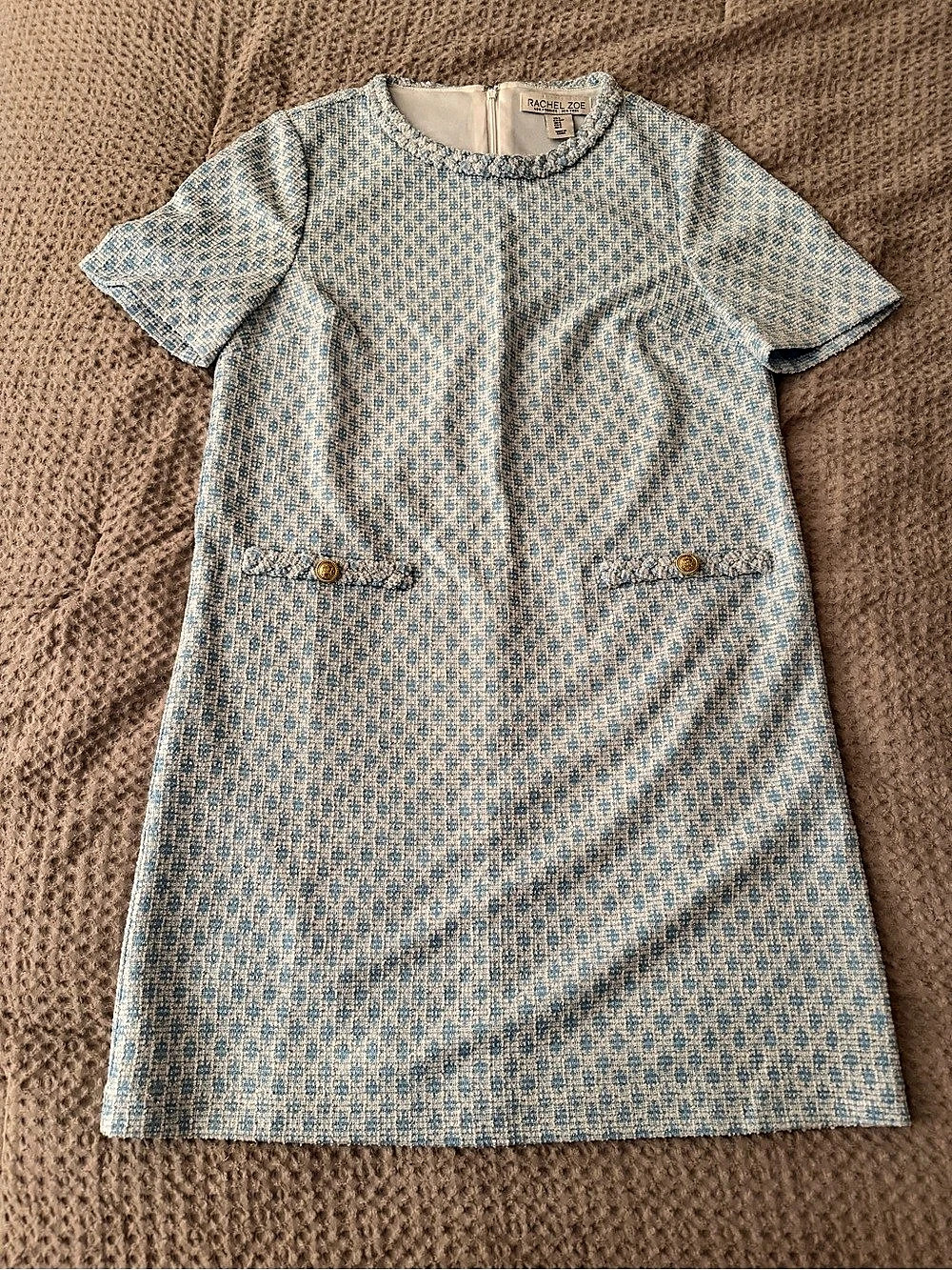 Rachel Zoe Blue & White Geometric Dress